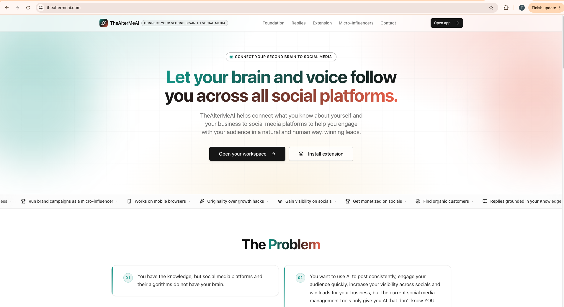 TheAlterMeAI homepage